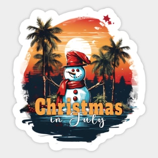 Snowman Christmas in July Sticker